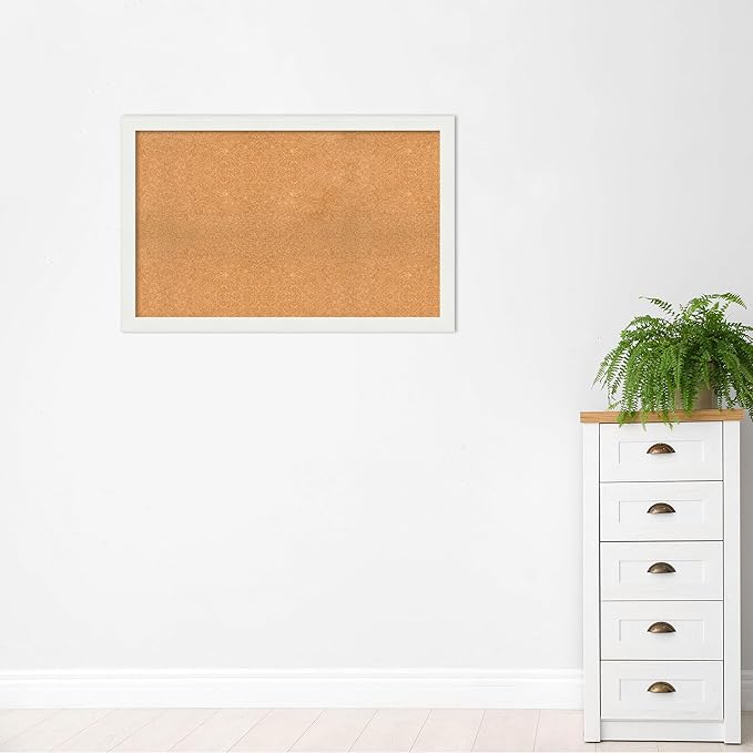Amanti Art Natural Cork Board for Wall, 29x45 Vision Board with White Frame, Oversize Corkboard Office Decor for Home Organization, Casual Corkboard Pinboard to Display Items for Home Organization in-DeskLoop Office