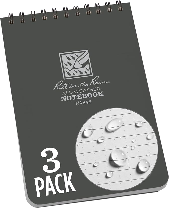 Rite in the Rain Weatherproof Top-Spiral Notebook, Universal Pattern, 3 Pack by RiteintheRain