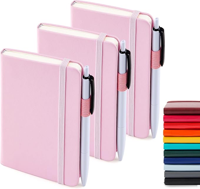 feela 3 Pack Pocket Small Notebook Journals, Mini Cute Memo Notepad Hardcover by feela