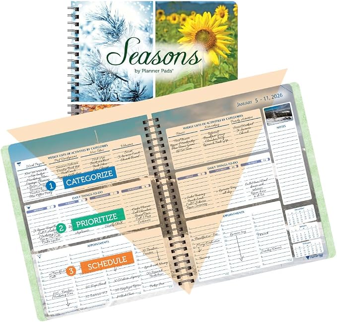 Planner Pad Spiral Bound January-December 2026/ Calendar Year 6 3/4" x 8 1/2" by PlannerPad