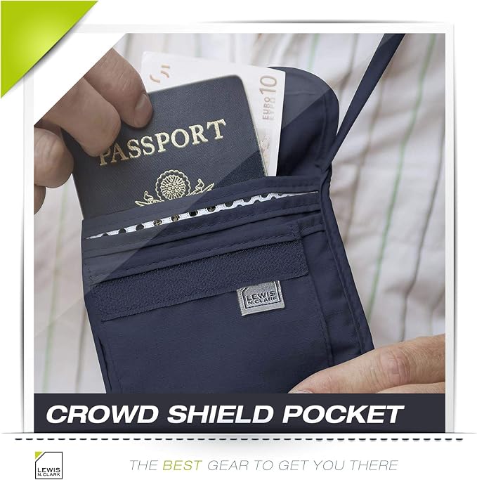 Lewis N. Clark RFID Blocking Stash Neck Wallet, Travel Pouch + Passport Holder - Image 9