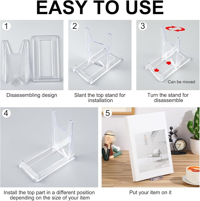24 Pack Acrylic Book Stand for Display Adjustable Clear Display Holder Easel - Image 6