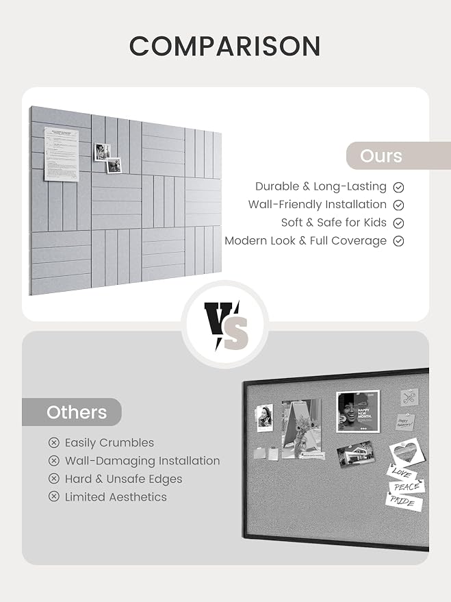 Bumusty Large Cork Board Alternative-48 x 36" Felt Bulletin Board Tiles - Image 7
