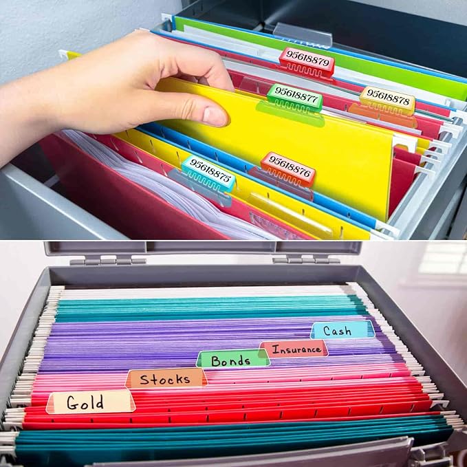 File Folder Tabs, Paxcoo 50 Sets Hanging File Folder Tabs and Inserts, Plastic - Image 7