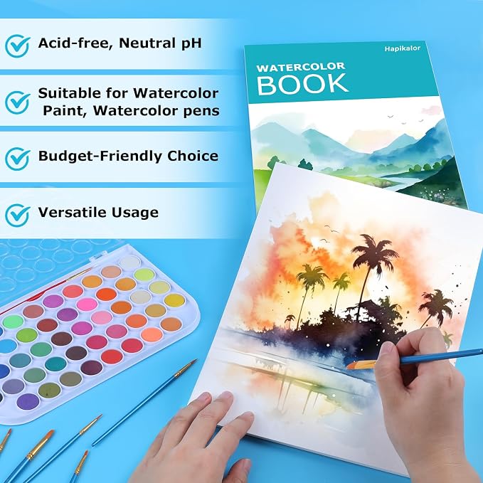 Hapikalor 3-Pack 9"x12"Watercolor Paper Pad, Bulk College Essentials, Teacher - Image 3