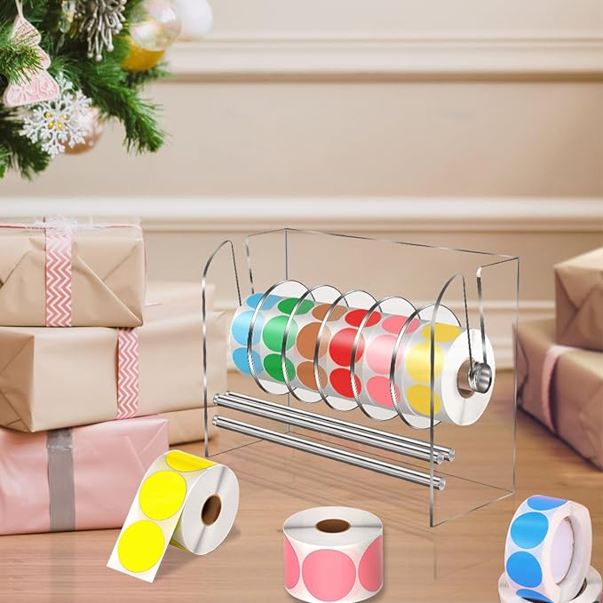 Label Dispenser, Sticker Roll Holder, Adjustable Sticker Dispenser, 6 Disks - Image 6