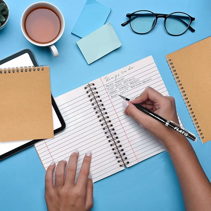 48 Pack Wide Ruled Kraft Spiral Notebook, 5.8 x 8.3, 120 Pages (60 Sheets), No-Bleed, 100 GSM, Bulk Lined Journal Notebooks for Writing, Memo Diary Planner School Travel Office Supplies-DeskLoop Office