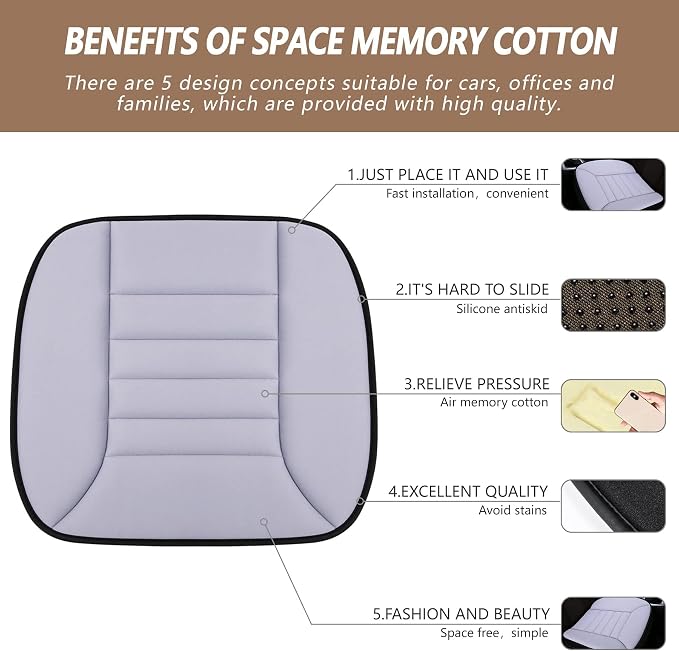 MYFAMIREA 2PCS Car Seat Cushion Pad 1.2" Thick Comfort Seat Protector - Image 2