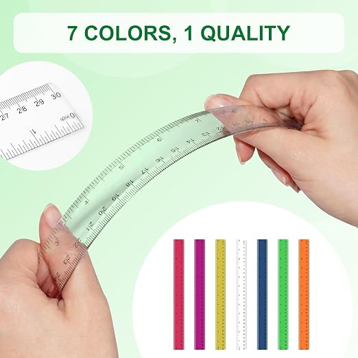 7 Pack 12 Inch Rulers, 30 cm Transparent Rulers, - Image 5