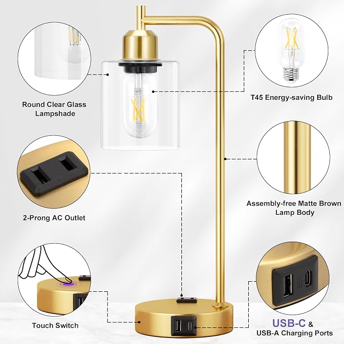 Innqoo Industrial Gold Table Lamp - Image 4