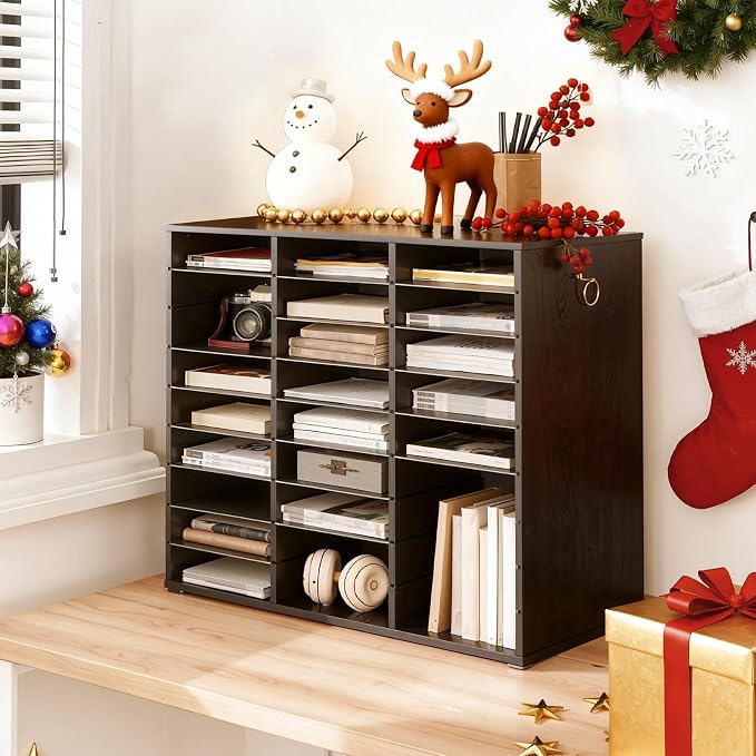 HOOBRO Literature Organizer, 27 Compartments Wooden Mail Organizer, Countertop - Image 2