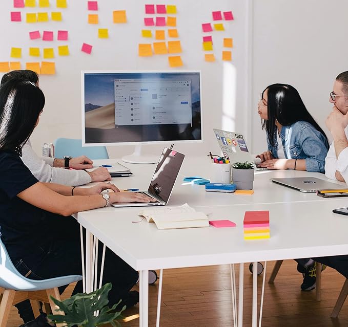 24 Pack Sticky Notes - 3 x 3 Inch Large Memo Pads with 2X Sticking Power,12 Bright Colors Sticky Pads,100 Sheets/Pad - 2400 PCS Super Sticky & Repositionable for Office,Notebook,School,and Daily Use-DeskLoop Office