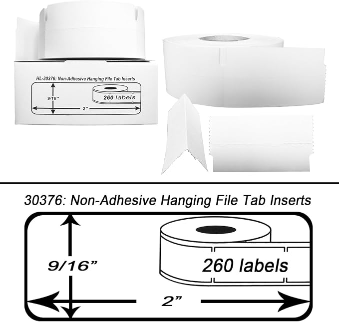 HouseLabels Compatible with Dymo 30376 Labels, 9/16" x 2" | File Folder Labels; - Image 2