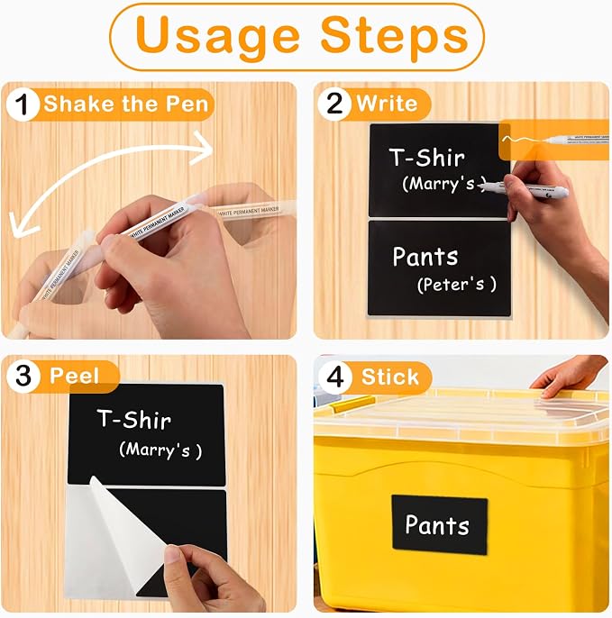 4x6 Inch Removable Storage Bin Labels 100 Pcs and 2 Markers, Water Oil Tear - Image 5