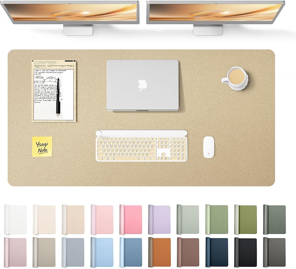 YSAGi Leather Desk Pad Protector, Office Desk Mat, Large Mouse Pad, Non-Slip PU by YSAGi