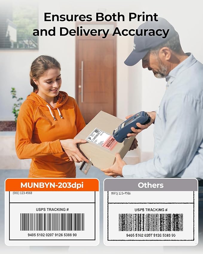 MUNBYN Bluetooth Thermal Label Printer, 130B Wireless 4x6 Shipping Label Printer for Shipping Packages Small Business Office or Home, Compatible with iPhone Android iPad Windows macOS Chrome Etsy eBay-DeskLoop Office
