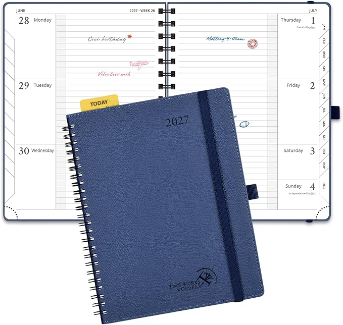 POPRUN 2027 Planner, 6.75" x 8.75" Weekly Calendar Book, Daily Appiontment Book by POPRUN