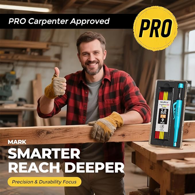 Nicpro Carpenter Pencil with Sharpener, CP3000 Carpenter Mechanical Pencils - Image 6