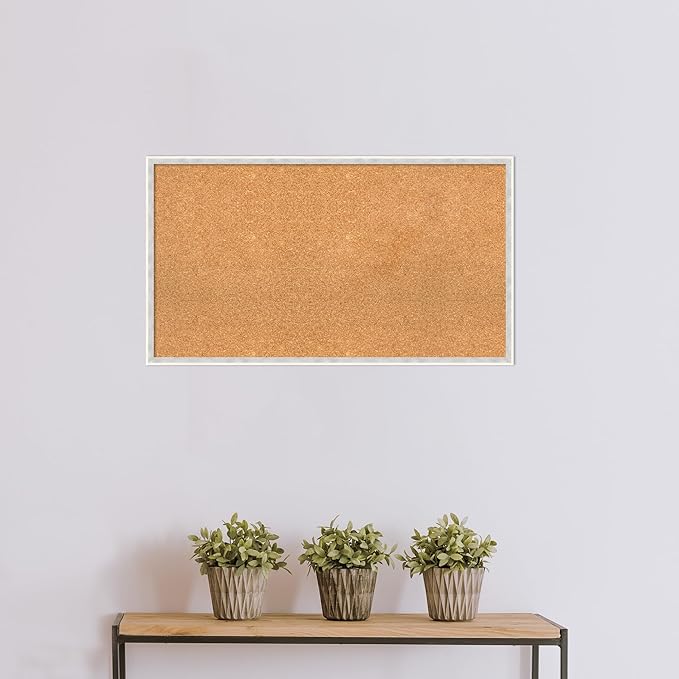 Amanti Art Natural Cork Board for Wall, 21x37 Vision Board with White Frame, Large Corkboard Office Decor for Home Organization, Modern Corkboard Pinboard to Display Items for Home Organization in-DeskLoop Office