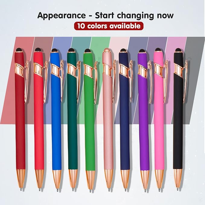 CRME 10pcs Funny Quotes Blue Ballpoint Pens Set 1mm Black Ink Pens - Image 3