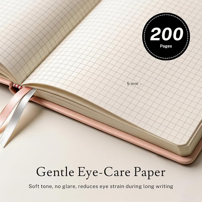 PAGELYST Graph Grid Paper Notebook, 200 Pages, 4 Pack Leather Hardcover Notebook - Image 2