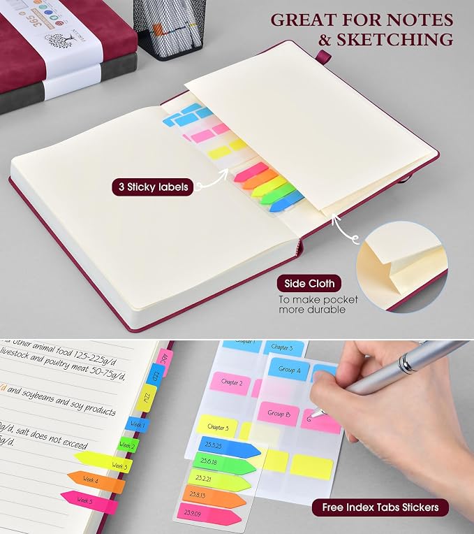PERCUN A4 Lined Journal Notebook，365 Page Large Leather Journals - Image 5