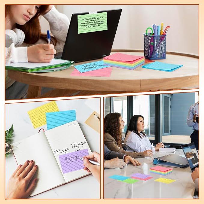 Tecmisse 3x5 Index Cards Colored, Lined Flashcards, Colorful Flash Cards - Image 7