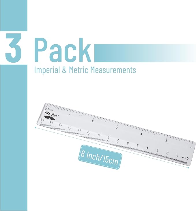 Mr. Pen- Plastic Rulers, 6 Inch, 3 Pack, Easy-to-Read Markings | - Image 2
