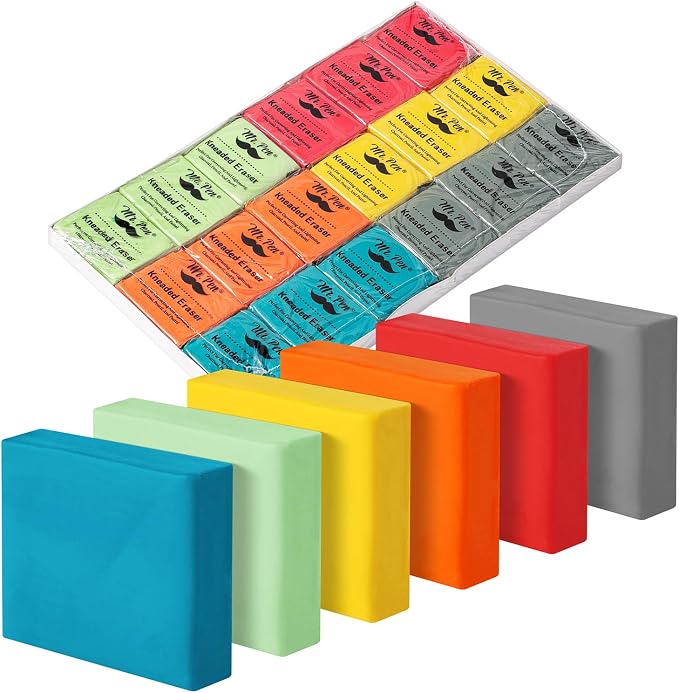 Mr. Pen- Kneaded Erasers, 1.37"x1.57", 18 Pack, Colorful | Soft Moldable Art by MrPen