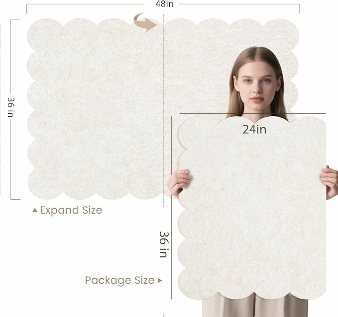 Lightomorrow Scalloped Bulletin Board, 48 x 36 Inches Felt Pin Board - Image 2