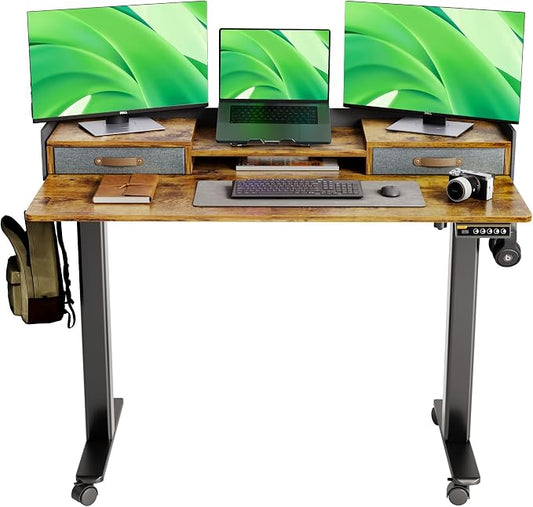 Claiks Standing Desk with Drawers, Stand Up Electric Standing Desk Adjustable by CLAIKS