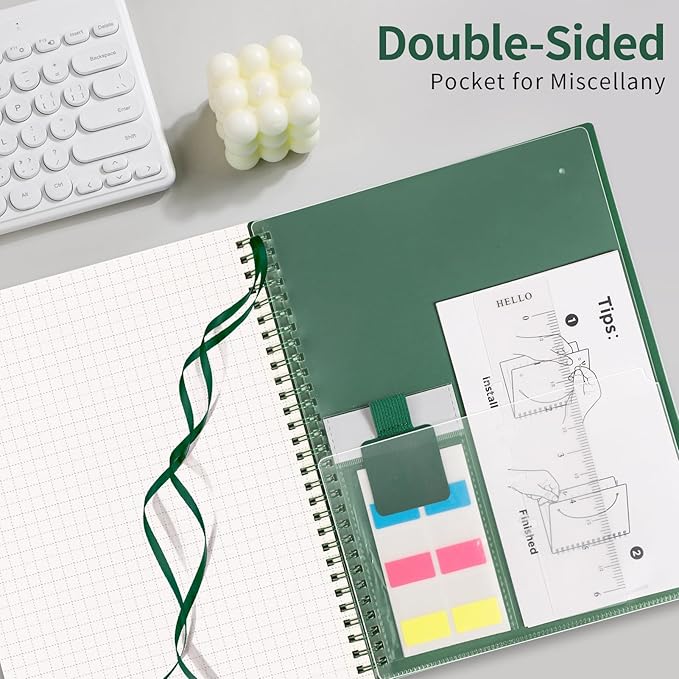 AHGXG Graph Paper Notebook - Spiral Notebook Journal 7.6" x 10", B5 Large Graph Notebook, 140 Pages, 100 gsm Thick Grid Paper, Waterproof Plastic Cover, for School Writing Engineering, Green-DeskLoop Office