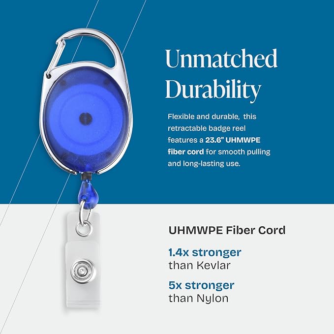 2 Pack ID Badge Holder with Clip – Transparent Blue Badge Reels with ID Sleeves - Image 2