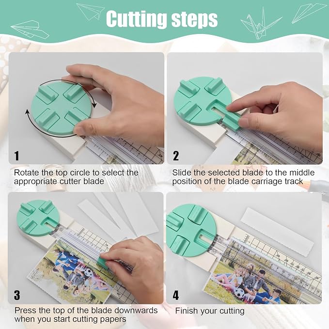 Paper Trimmer, 4 Styles Craft Paper Cutter Multi-Function Scrapbooking Tool - Image 5