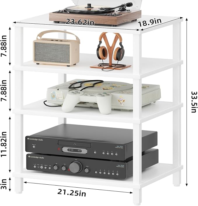 LELELINKY 4-Tier AV Media Player Stand Set of 2, Wooden TV Stand, Game Console - Image 3