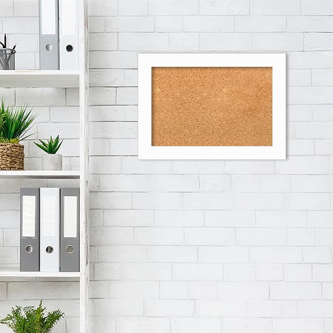 Amanti Art Natural Cork Board for Wall, 15x21 Vision Board with White Frame, Small Corkboard Office Decor for Home Organization, Casual Corkboard Pinboard to Display Items for Home Organization in-DeskLoop Office