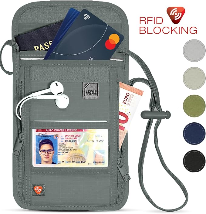 Lewis N. Clark Stash Neck Travel Wallet, RFID Blocking Passport Holder - Image 8