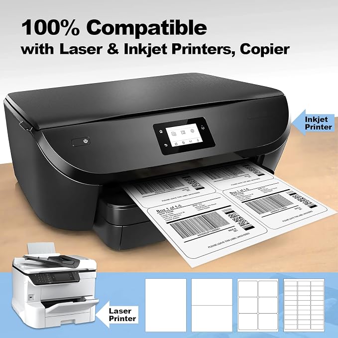 600 Pcs 6 Up Labels, 100 Sheets 6 Labels per Page Sheets Blank Mailing Labels - Image 3