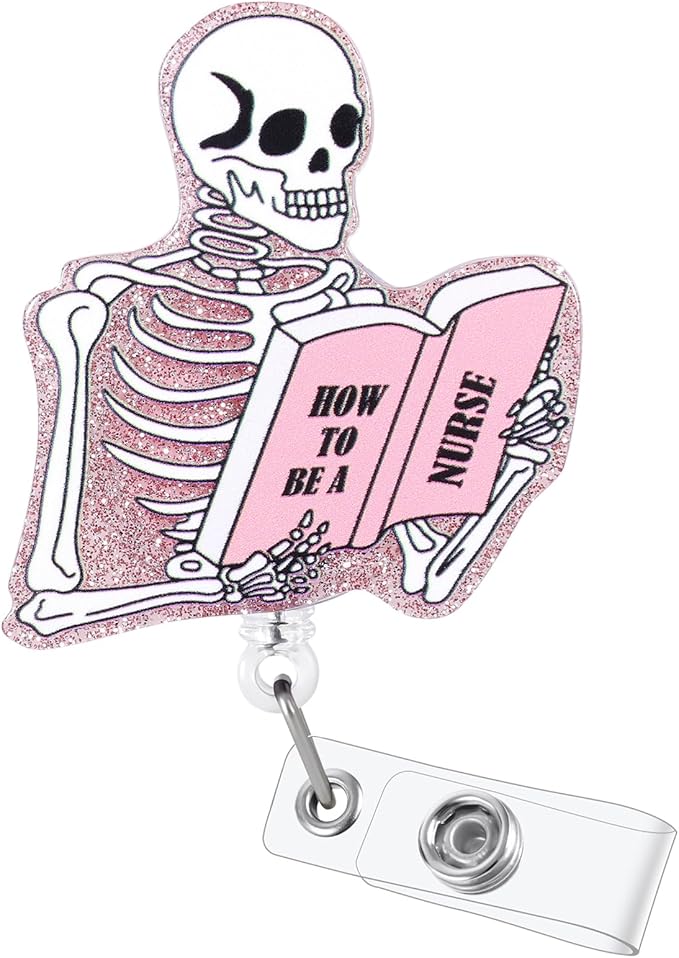 Funny Skeleton Nurse Badge Reel, How to BE A Nurse Fun Badge Holder by BEZTN