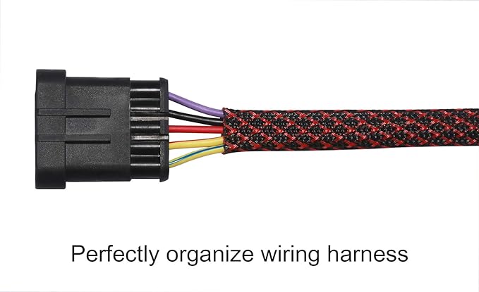 25ft - 3/8 inch PET Expandable Braided Sleeving – BlackRed – Alex Tech Braided - Image 3