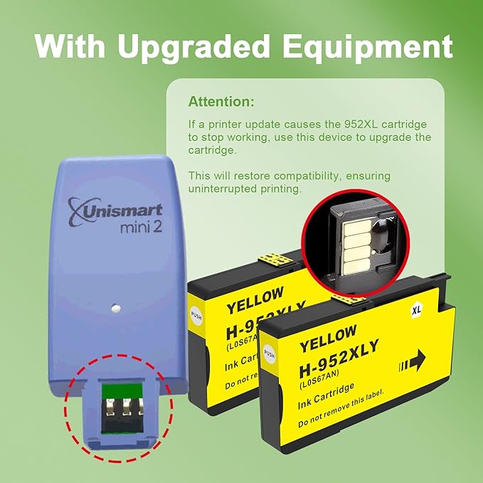 952XL Yellow Ink Cartridges with Upgrade Device Replacement for HP 952 XL Combo Pack for HP Officejet Pro 7740 8720 8710 8210 8715 8740 8702 8730 8725 Printers (952XL Yellow High-Yield 2 Packs)-DeskLoop Office