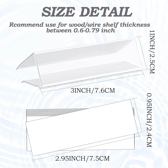 30-Pack Clear Plastic Shelf Label Holder Clips, Fits 0.6-0.78 inch Thick Wire & - Image 2