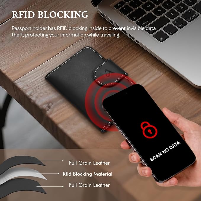 ALLIVE Passport Holder for Travel, Genuine Leather Passport Holder - Image 3