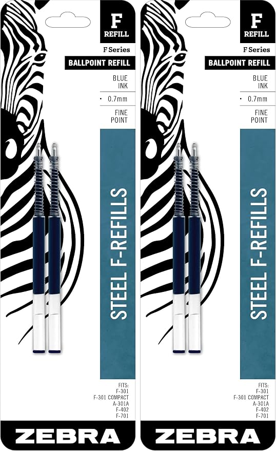 Zebra Pen F-Series Ballpoint Stainless Steel Pen Refill, Fine Point by ZebraPen