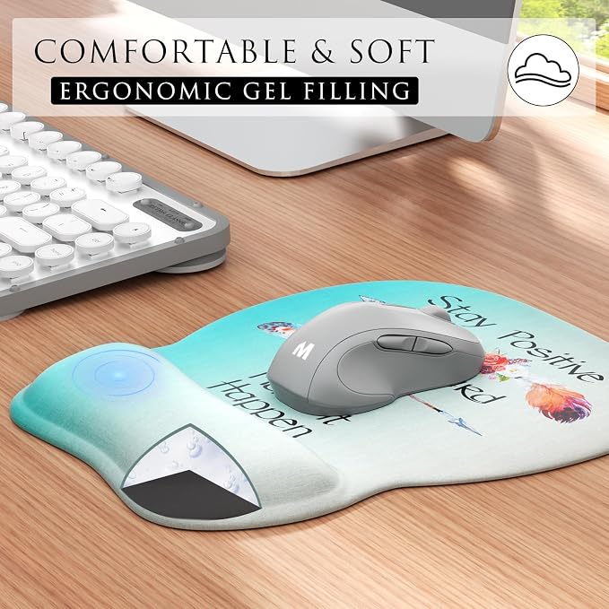 MROCO Ergonomic Mouse Pad with Gel Wrist Rest, 9.4 x 8.1 in, Feather Arrow | - Image 3