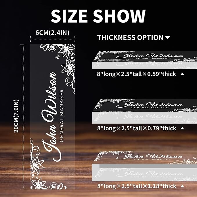 Personalized Desk Name Plate, Custom Acrylic Glass Name Plates - Image 4