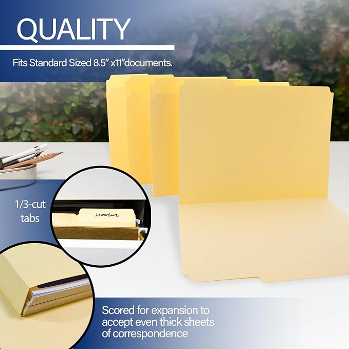 BAZIC Products Letter Size Manila File Folders, 1/3-Cut Tab, 12 Pack, - Image 3
