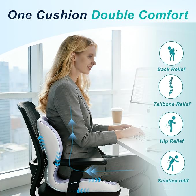 Seat Cushion for Office Chair and Car, Lumbar Support Pillow for Office Chair - Image 5