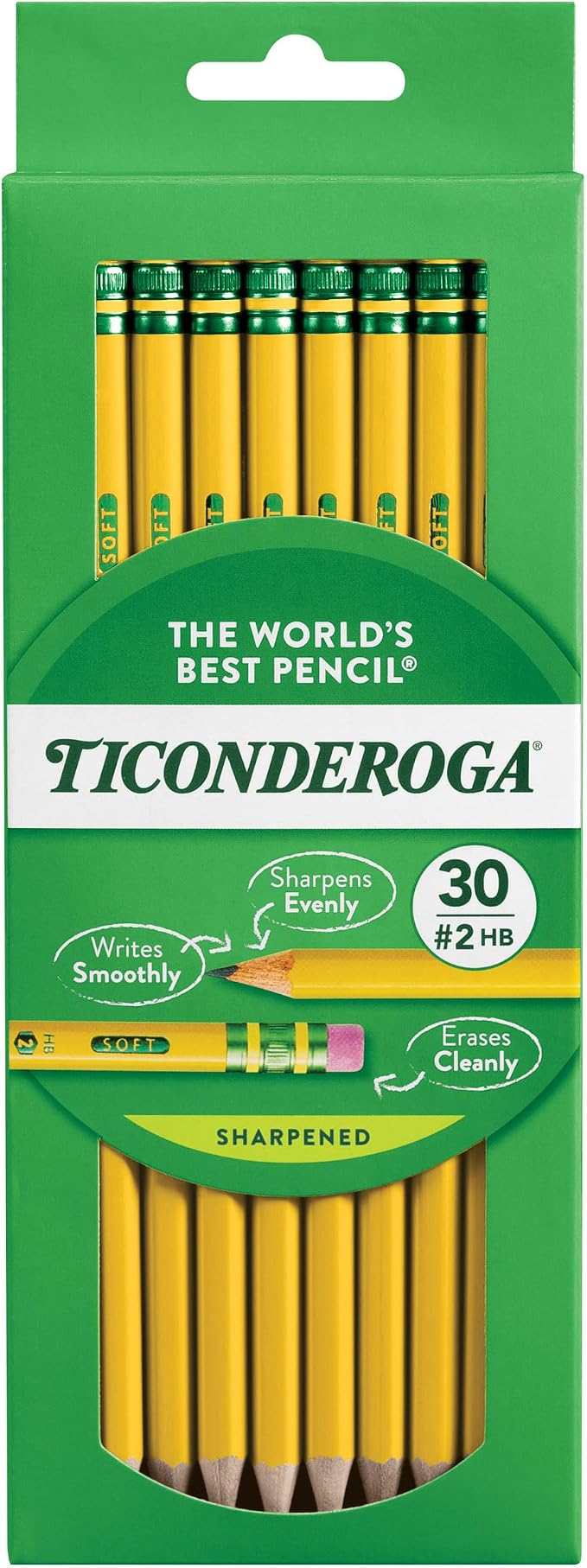 Ticonderoga Wood-Cased Pencils, Pre-Sharpened, 2 HB Soft by Ticonderoga