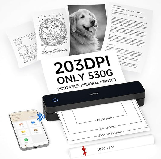 iDPRT Portable Printer Wireless for Travel, Inkless Bluetooth Thermal Printers for Home,Office,Vehicles203DPI,Supports 8.5" x 11" US Letter&A4 A5 Size,Compatible with Android and iOS Phones&PC-DeskLoop Office